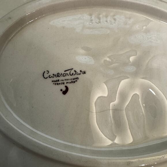 Vintage Carlton Ware England Hand Painted Magnolia Pink Blush Bowl 1950s oval - Picture 8 of 11